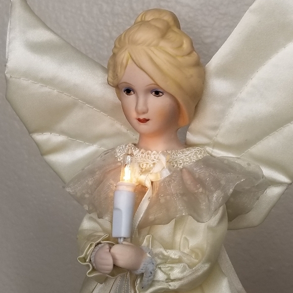 Noma Soft Glo 10 Light Porcelain Angel Holiday Christmas Tree Topper 12" - Picture 5 of 10